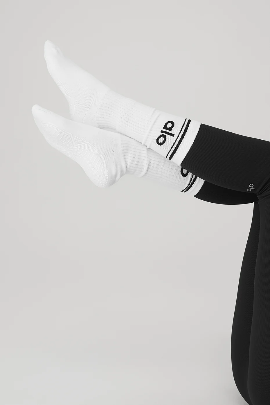 Women's Throwback Barre Sock - White/Black - Image 4