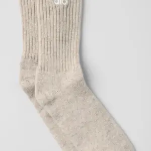 Unisex Wool Cashmere Light Frosted Sock - Winter Latte/Ivory