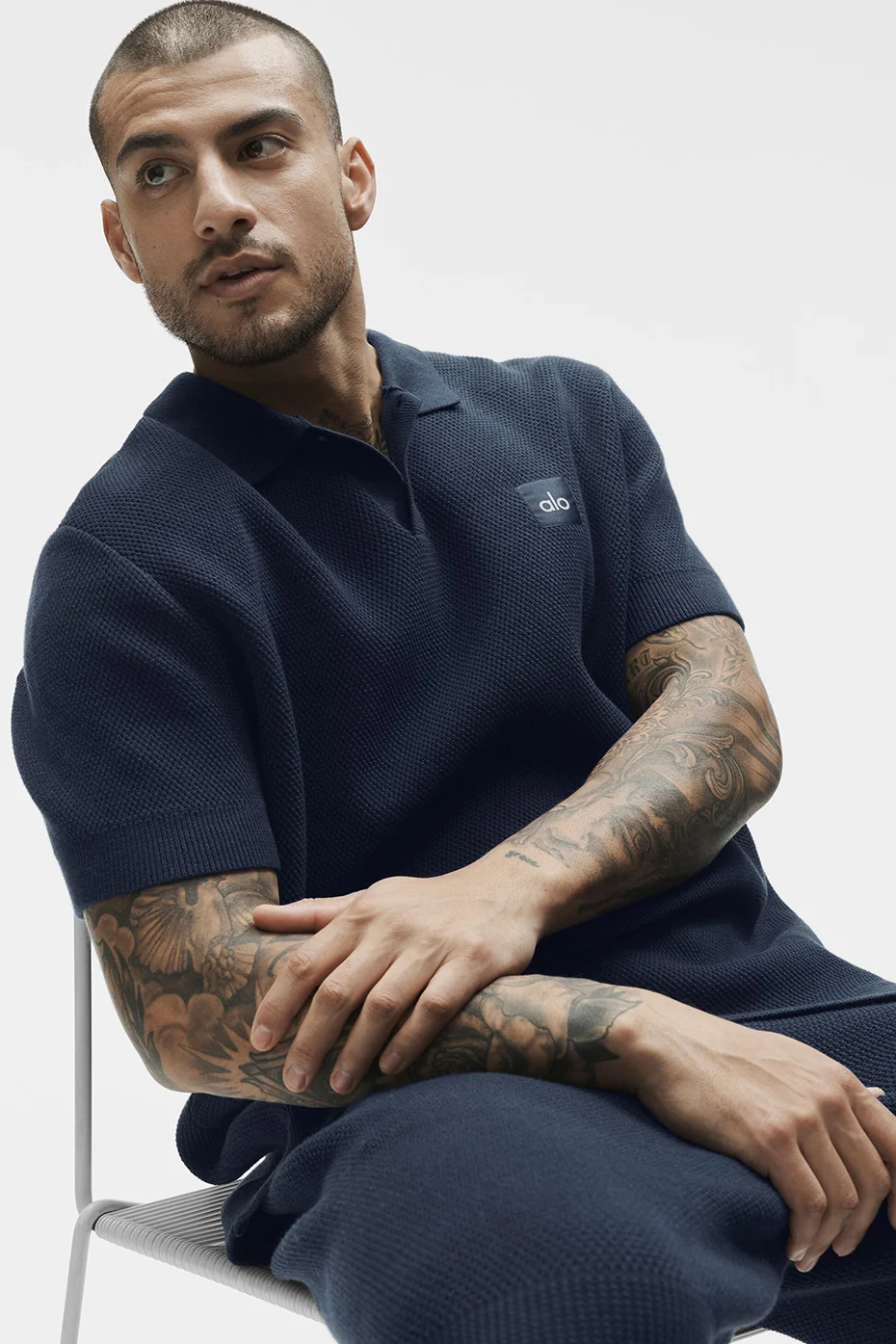 Sports Club Sweater Knit Polo - Navy - Image 3
