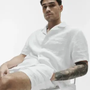 Linen Days Short Sleeve Button Up - White