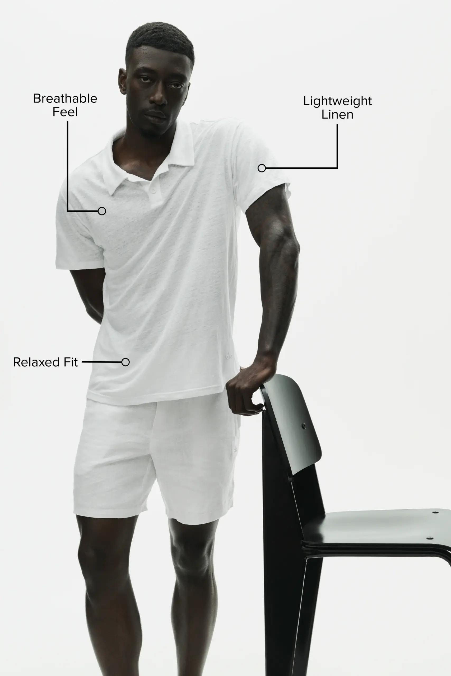 Linen Jersey Coastal Short Sleeve Polo - White - Image 2