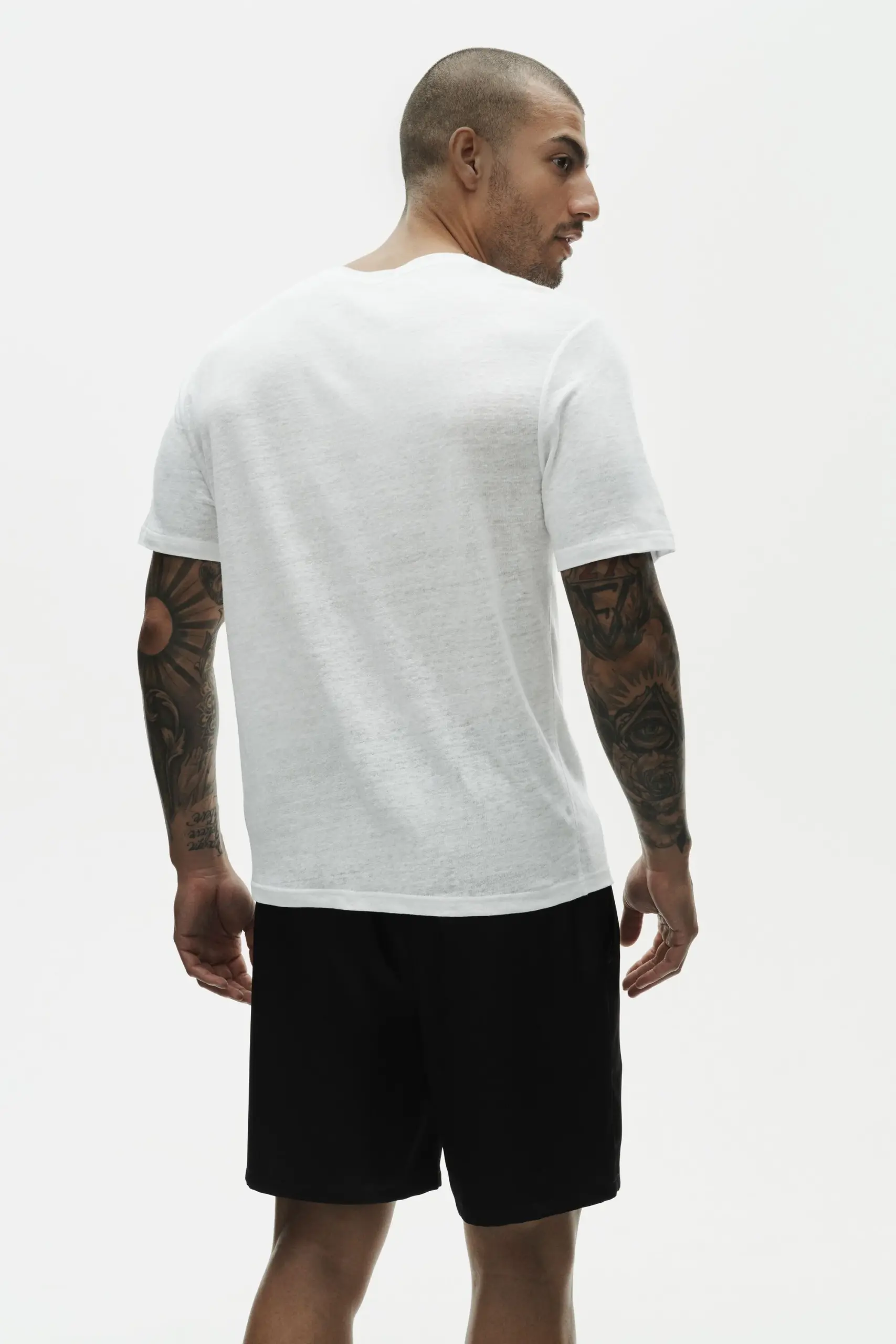 Linen Jersey Coastal Short Sleeve Tee - White - Image 4