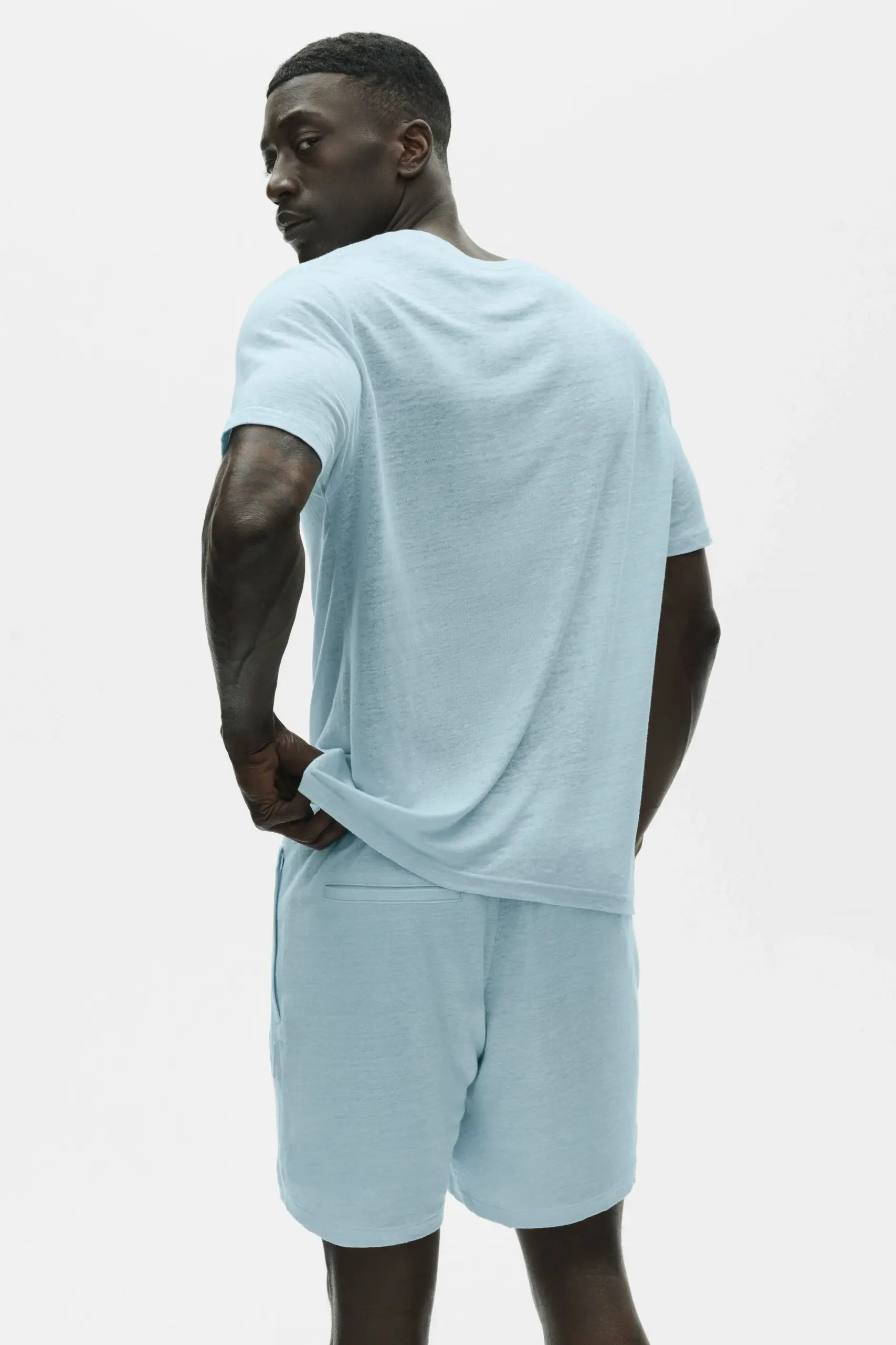 Linen Jersey Coastal Short Sleeve Tee - Seaside Blue - Image 4