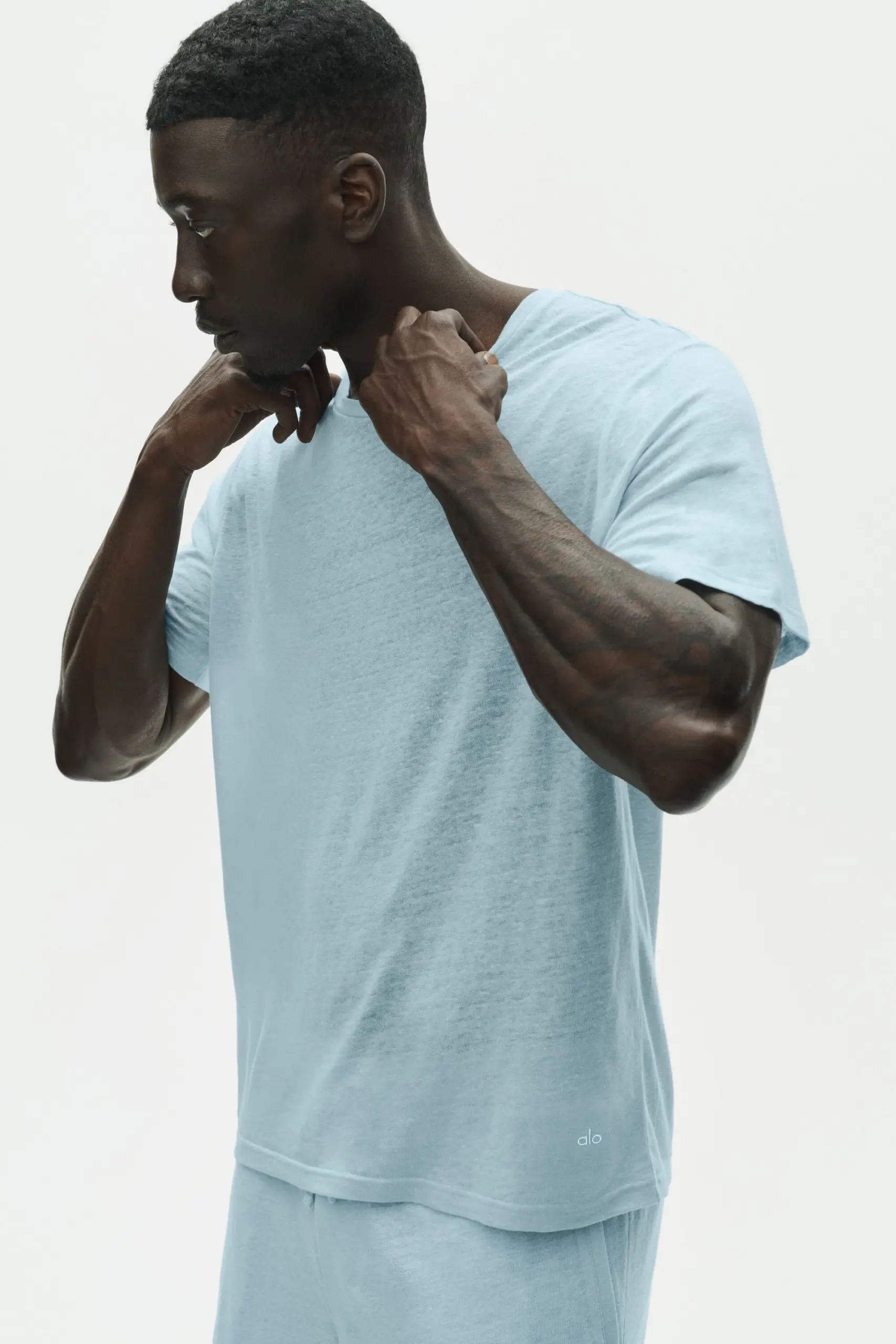 Linen Jersey Coastal Short Sleeve Tee - Seaside Blue - Image 3