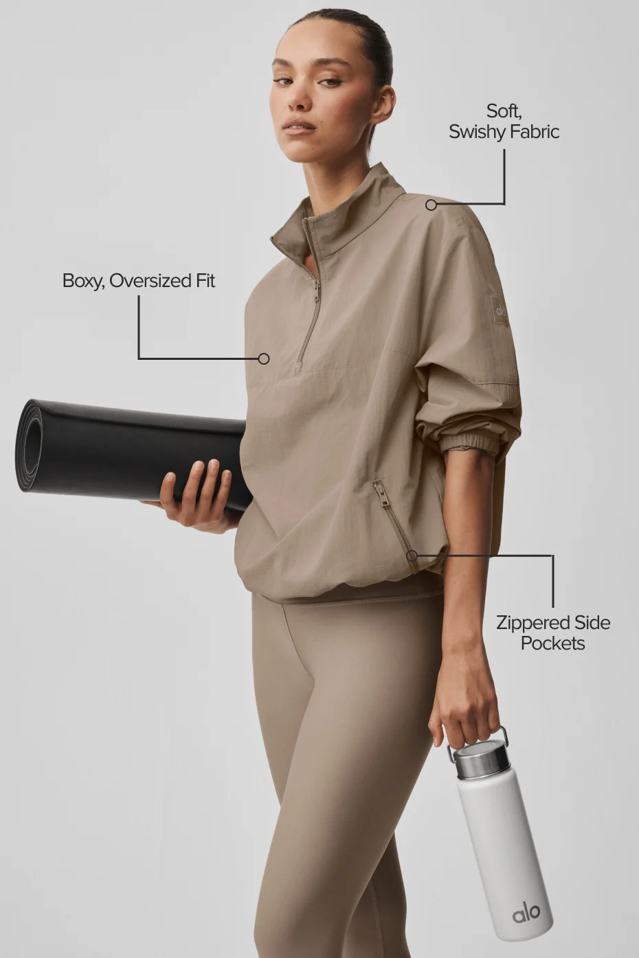 Light Weight Takeaway Track Pullover - Gravel - Image 2