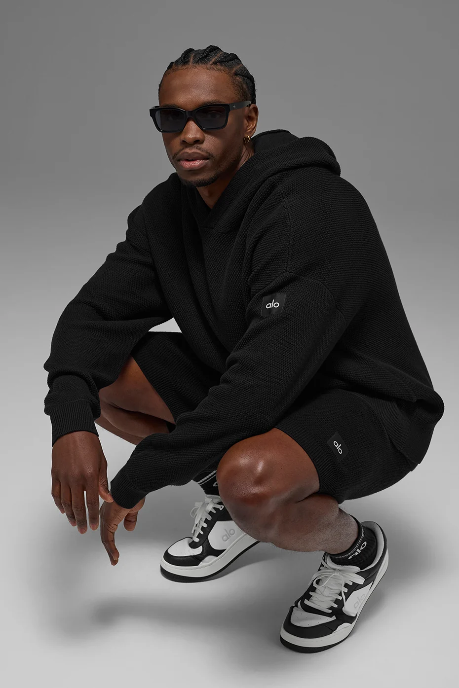Sports Club Sweater Knit Hoodie - Black - Image 4