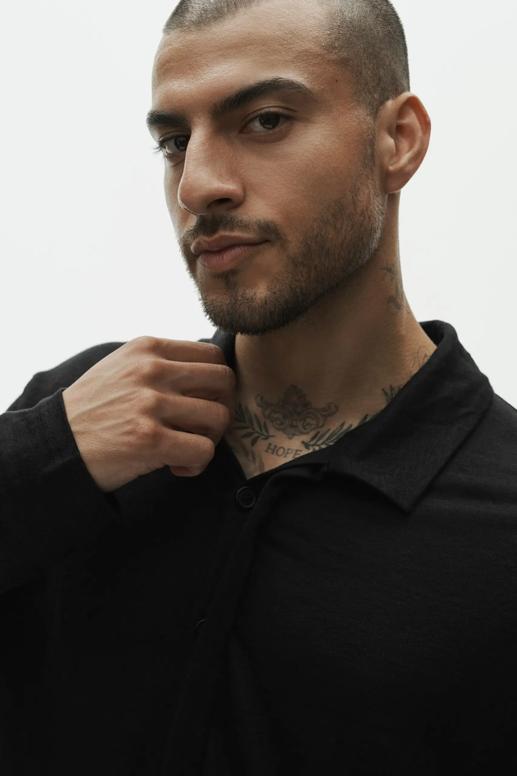 Linen Jersey Coastal Long Sleeve Pullover - Black - Image 3