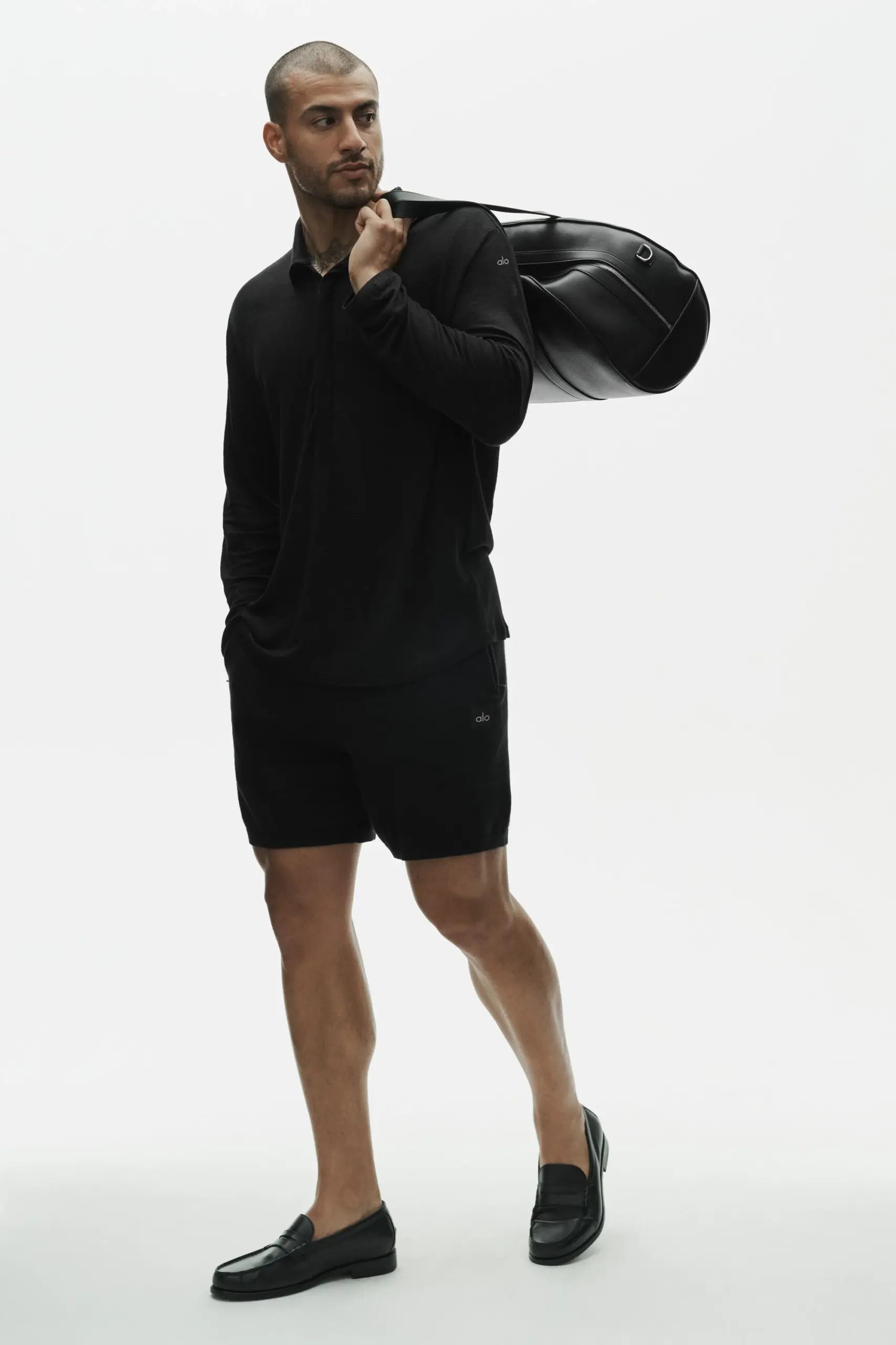 Linen Jersey Coastal Long Sleeve Pullover - Black - Image 4