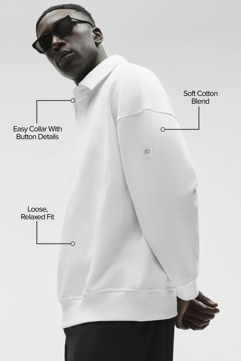Take It Easy Long Sleeve Henley Pullover - White - Image 2