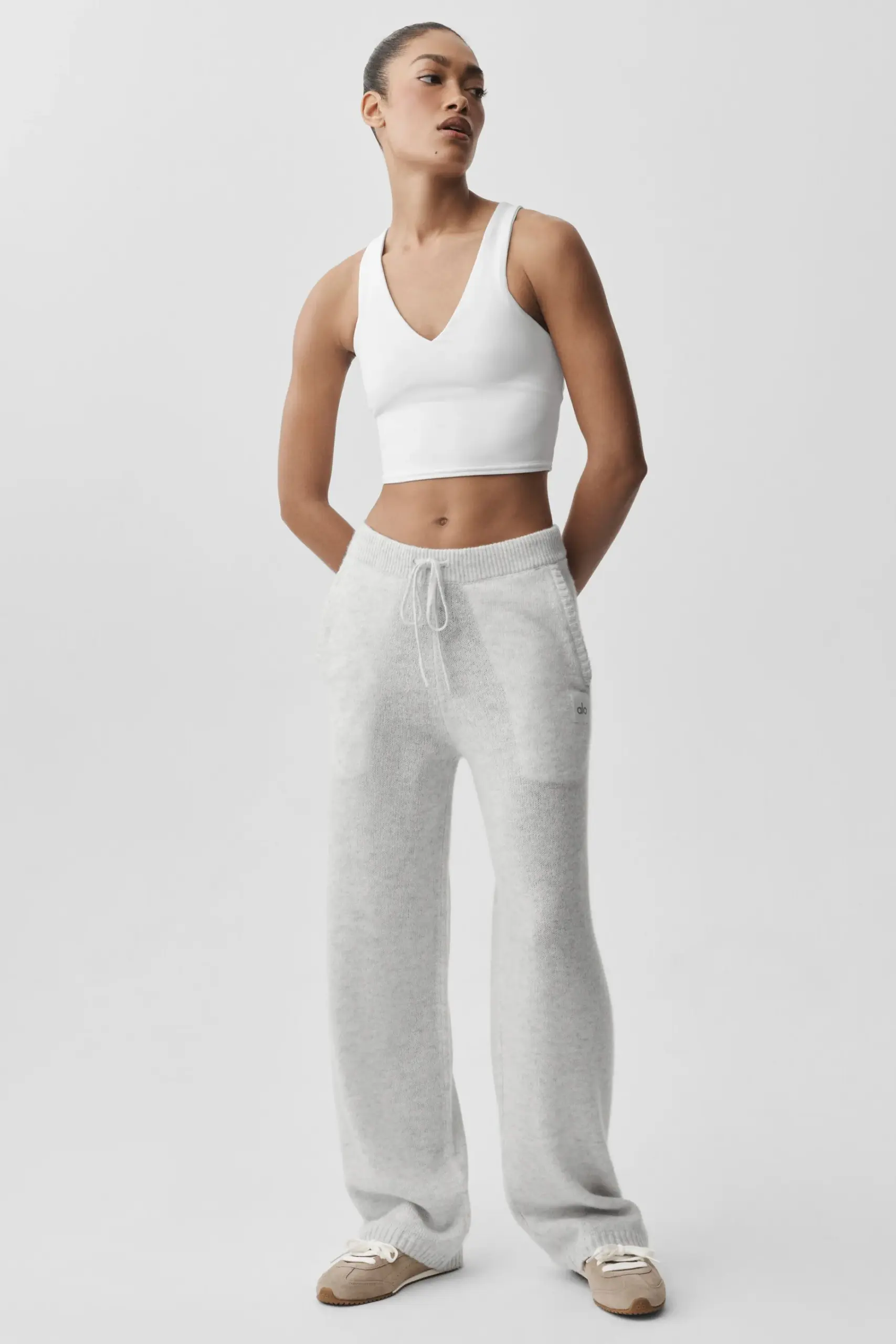 Wool Cashmere New Class Sweatpant - White Heather - Image 4