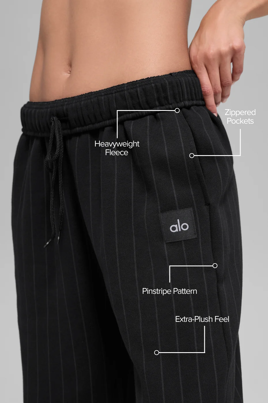 Pinstripe Straight Leg Sweatpant - Black Pinstripe - Image 2