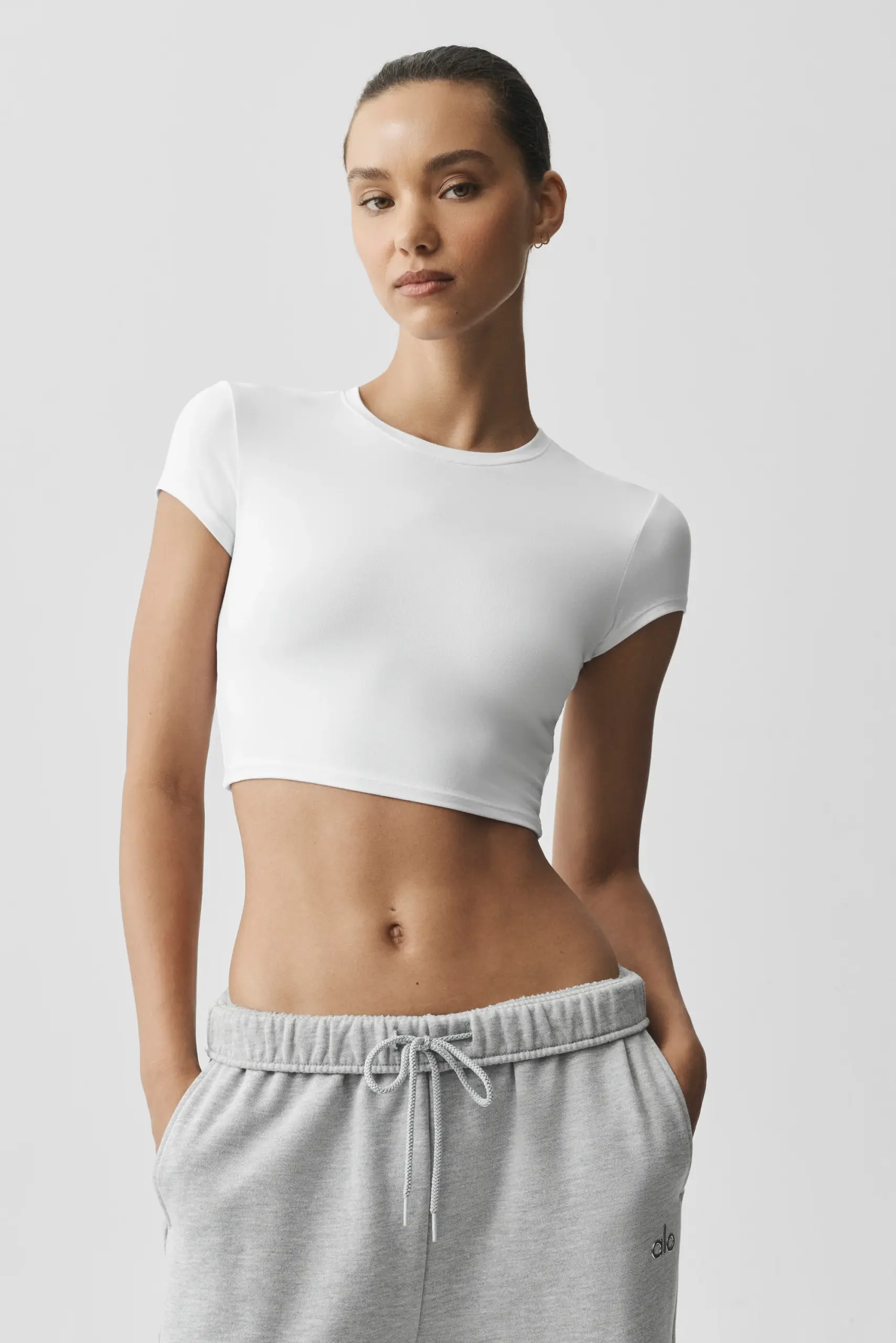 Alosoft Crop Finesse Short Sleeve - White - Image 4