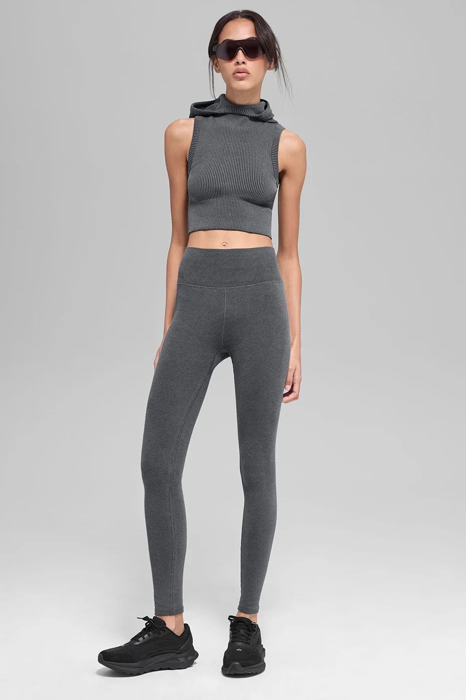 Seamless Two Tone Rib Hooded Vest - Dark Misty Grey Heather - Image 5