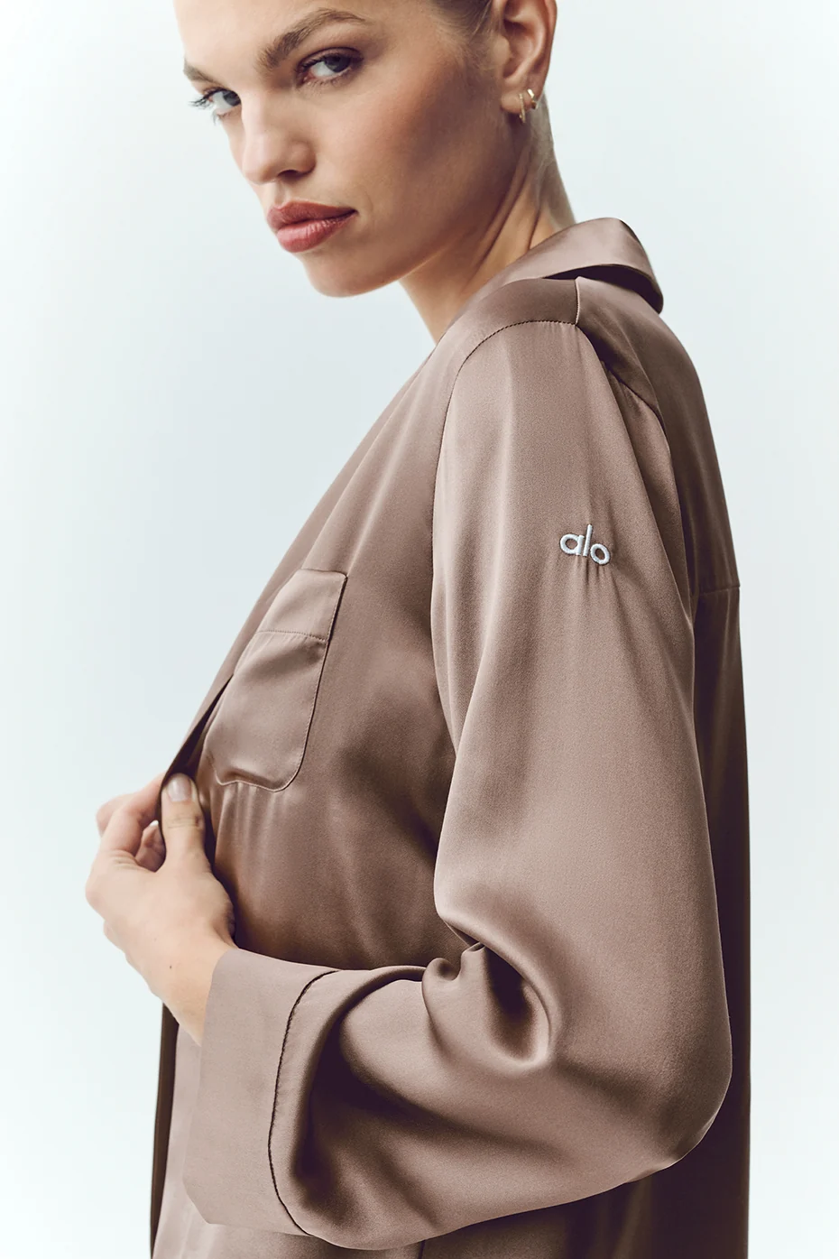 Silk Luminous Button Up - Alpine Cocoa - Image 2