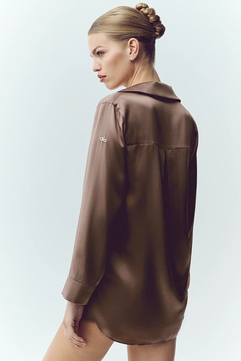 Silk Luminous Button Up - Alpine Cocoa - Image 3