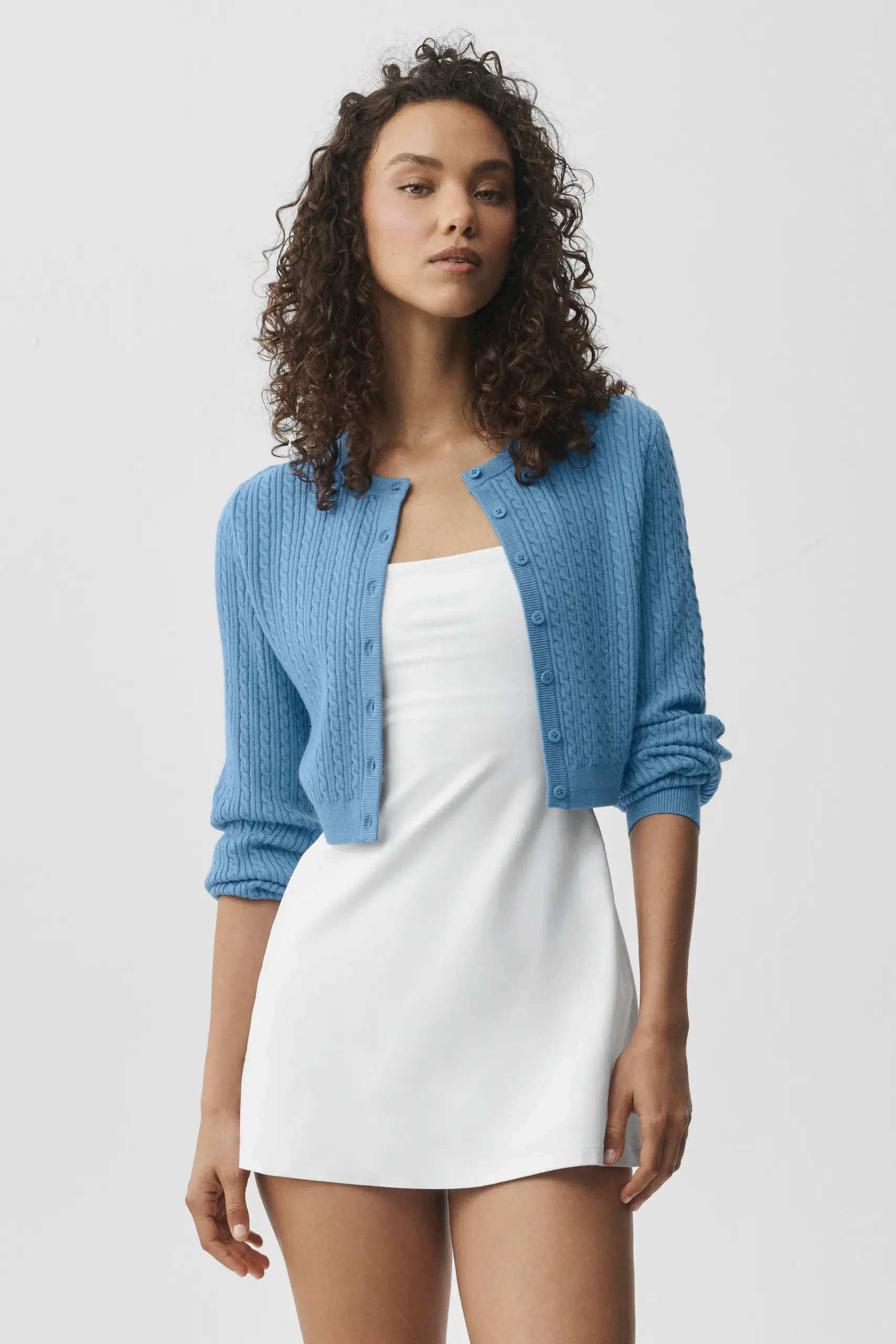 Mini Cable Sweater Cardigan - California Blue - Image 3