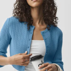 Mini Cable Sweater Cardigan - California Blue