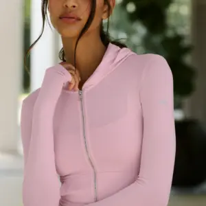 Alosoft Finesse Full Zip Fitted Hoodie - Pink Marshmallow