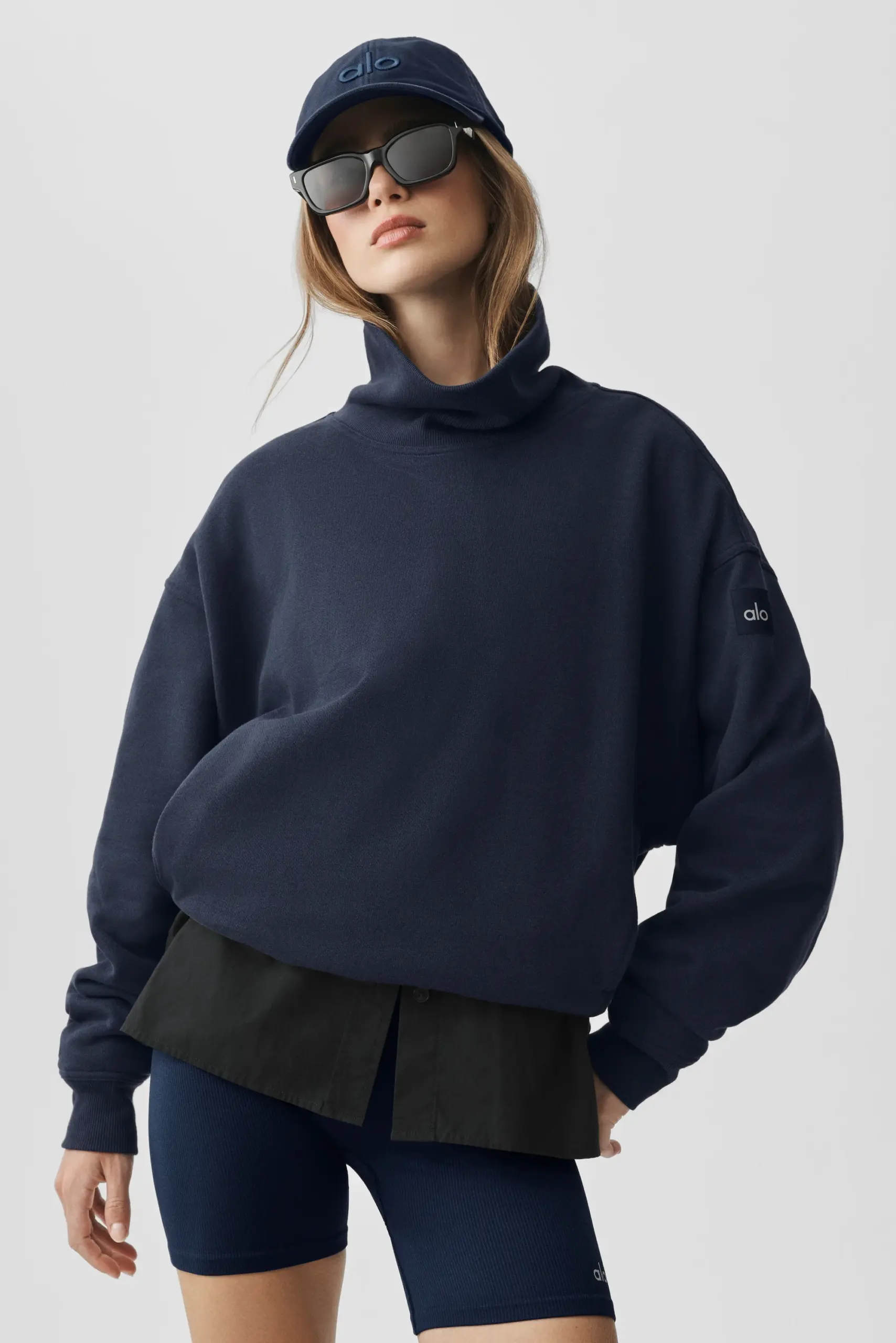 Hazy Mock Neck Pullover - Navy - Image 3
