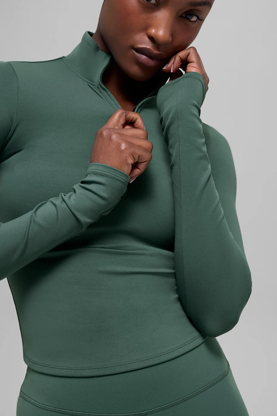 ALO Softsculpt Precision 1/4 Zip Long Sleeve - Clover Green - Image 4