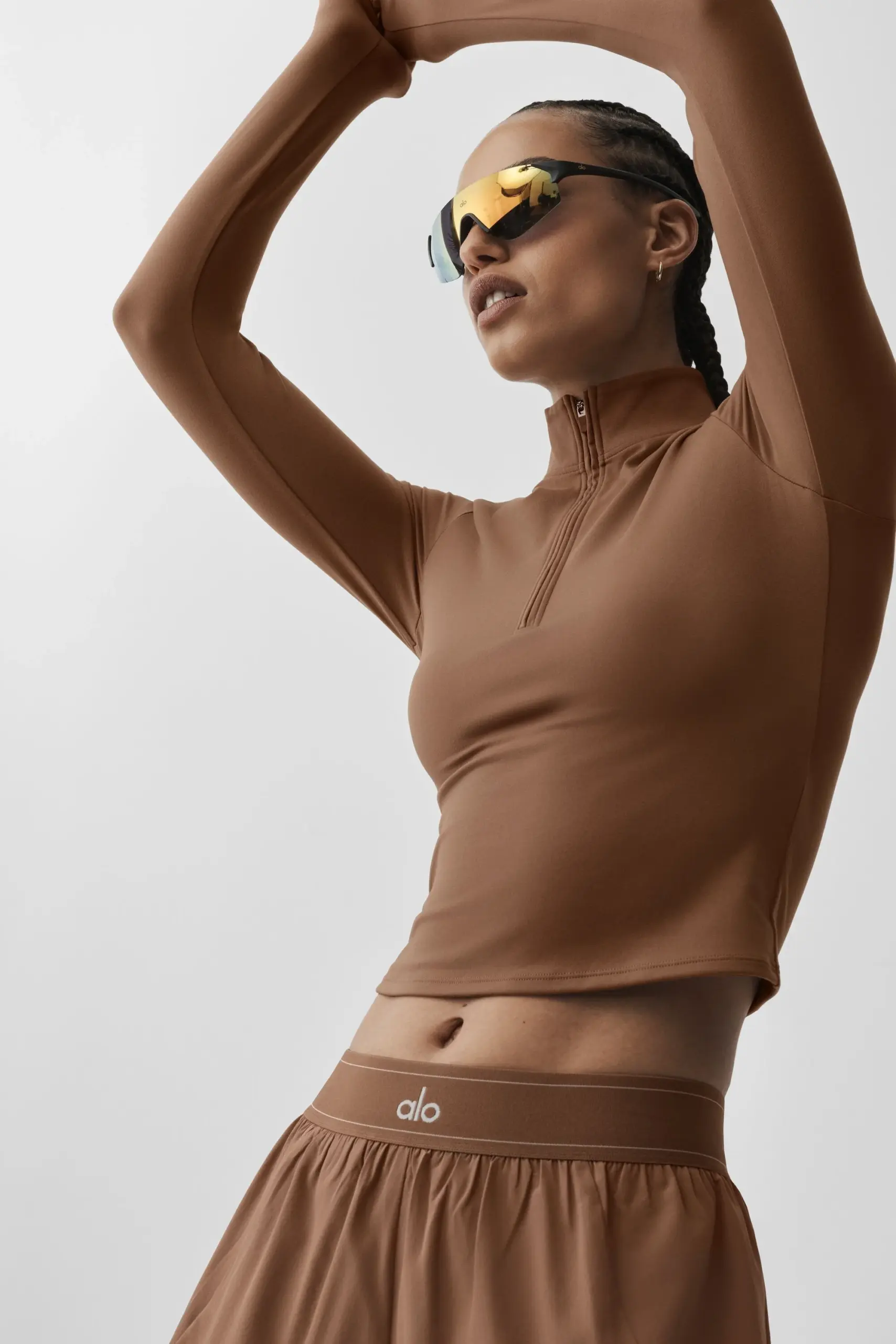 ALO Softsculpt Precision 1/4 Zip Long Sleeve - Sun Kissed Brown - Image 5