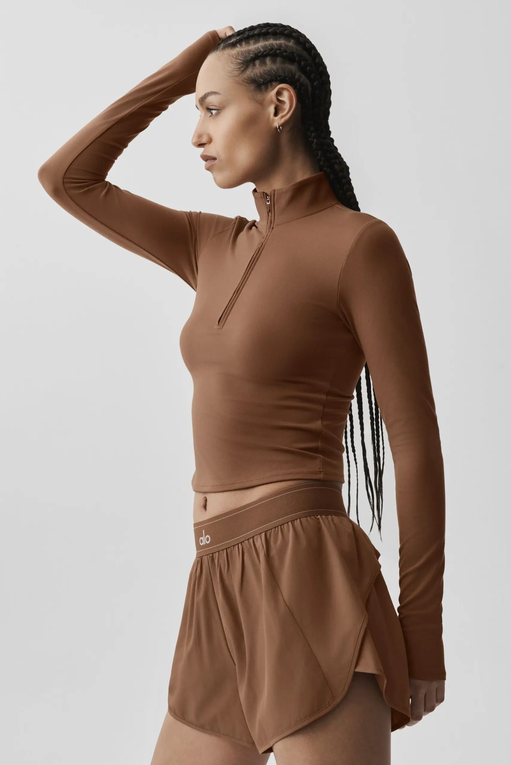 ALO Softsculpt Precision 1/4 Zip Long Sleeve - Sun Kissed Brown - Image 3
