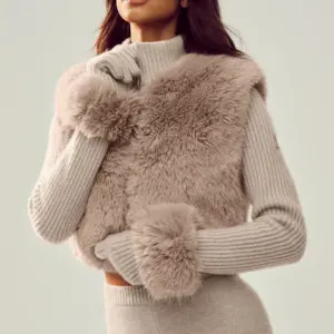 Faux Fur Cashmere Northstar Full Zip - Oat Heather
