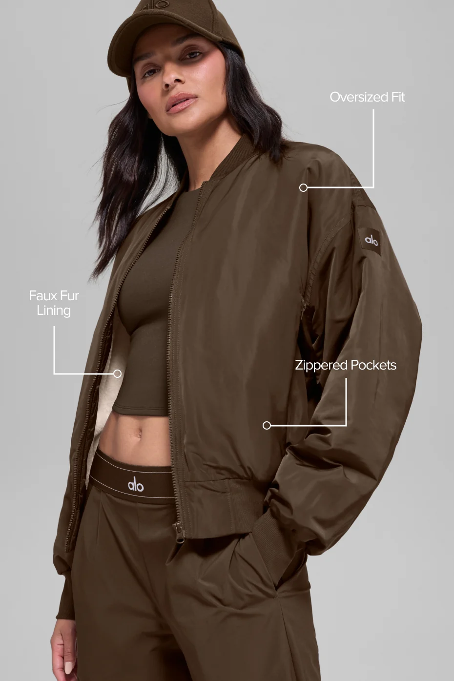 Faux Fur Urbanite Bomber - Espresso/Ivory - Image 2