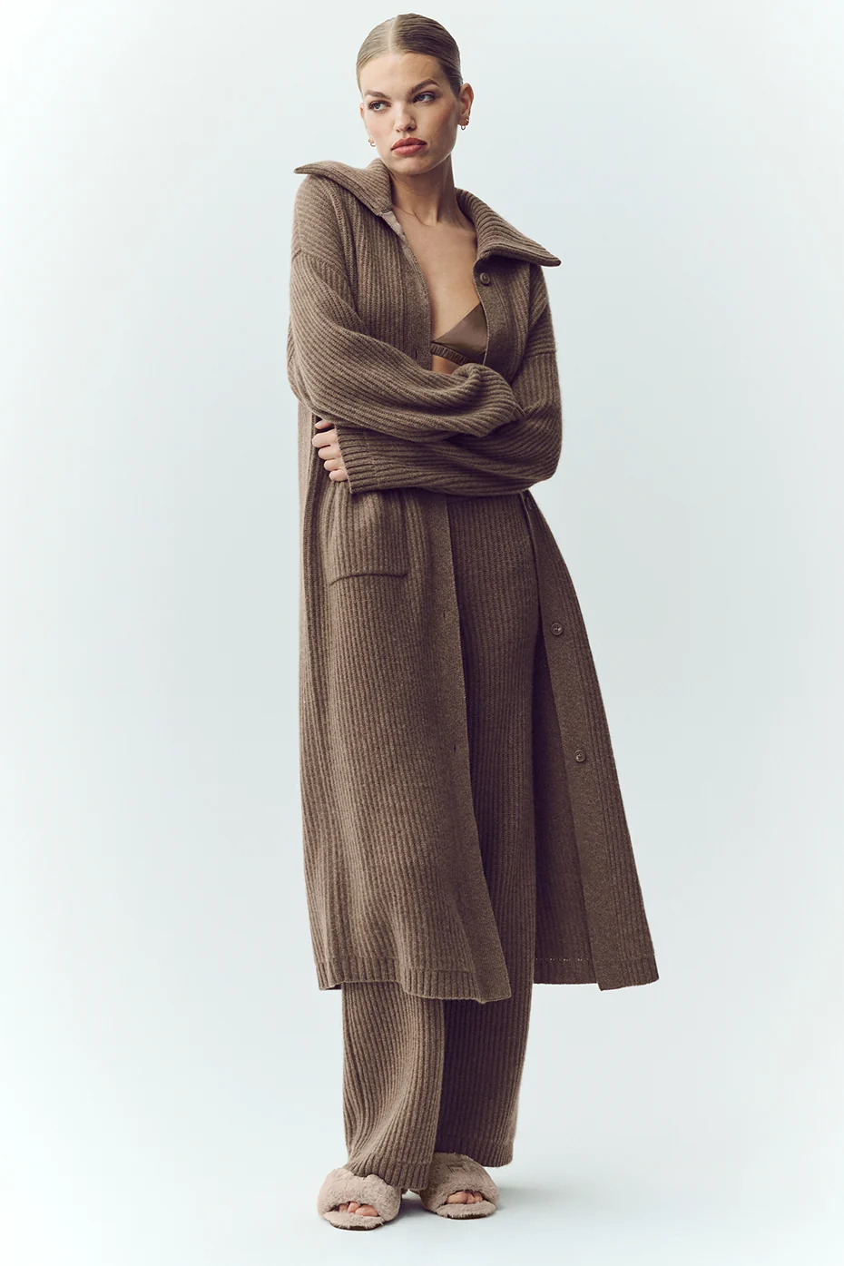Cashmere Northstar Long Cardigan - Alpine Cocoa Heather - Image 3