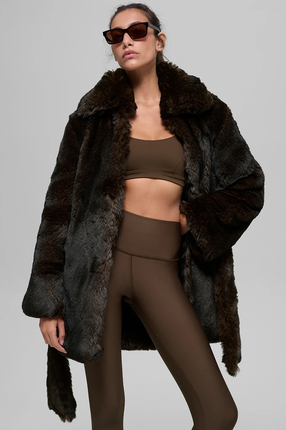Faux Fur Starstruck Coat - Midnight Brown/Black - Image 4