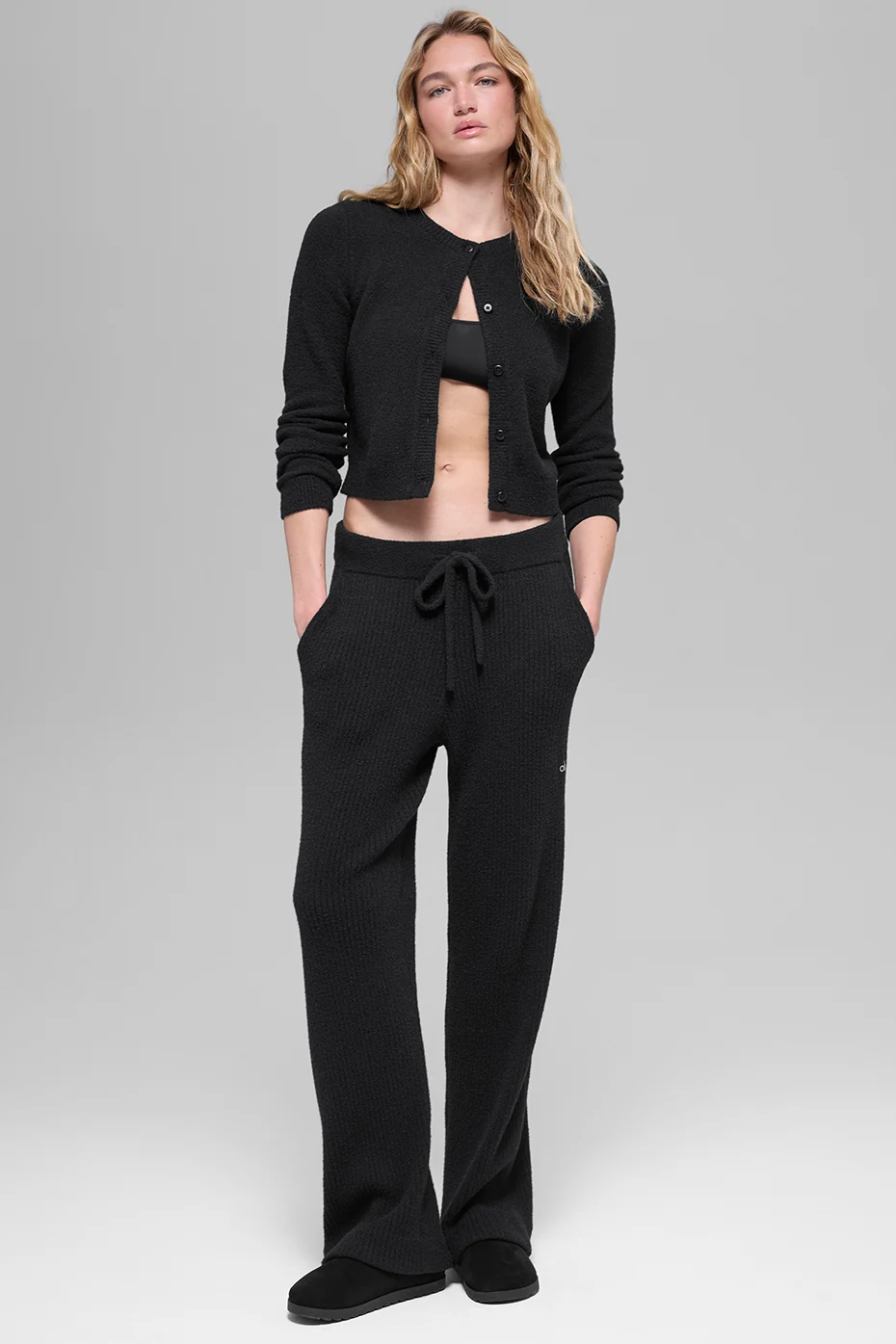 Snuggle Up Sweater High-Waist Wide Leg Pant - Black - Image 4
