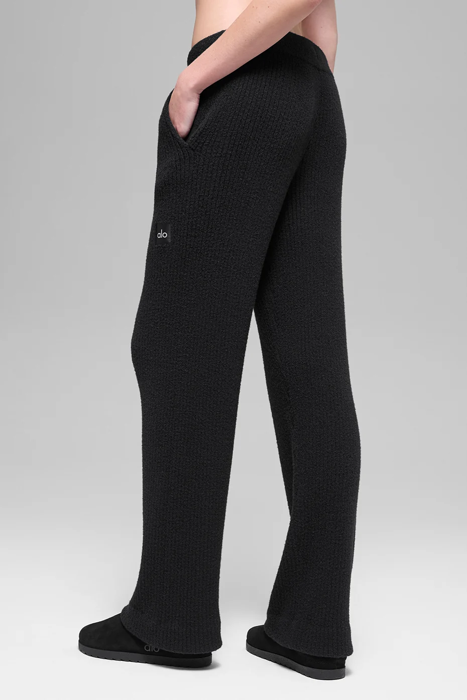 Snuggle Up Sweater High-Waist Wide Leg Pant - Black - Image 3