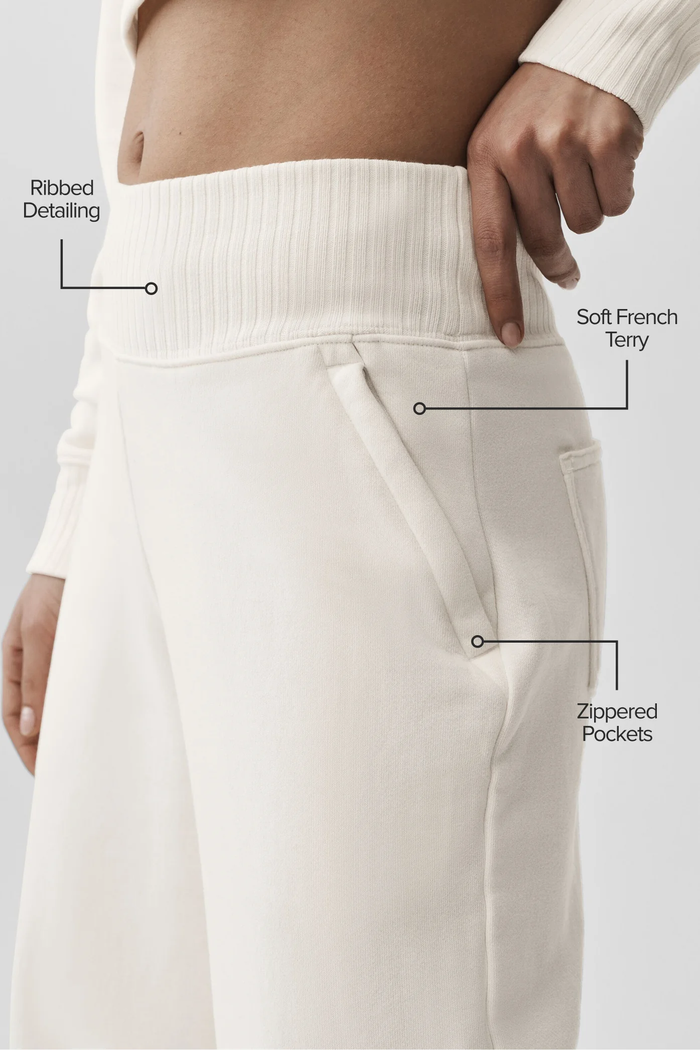 Serenity Wide Leg Sweatpant - Ivory - Image 2