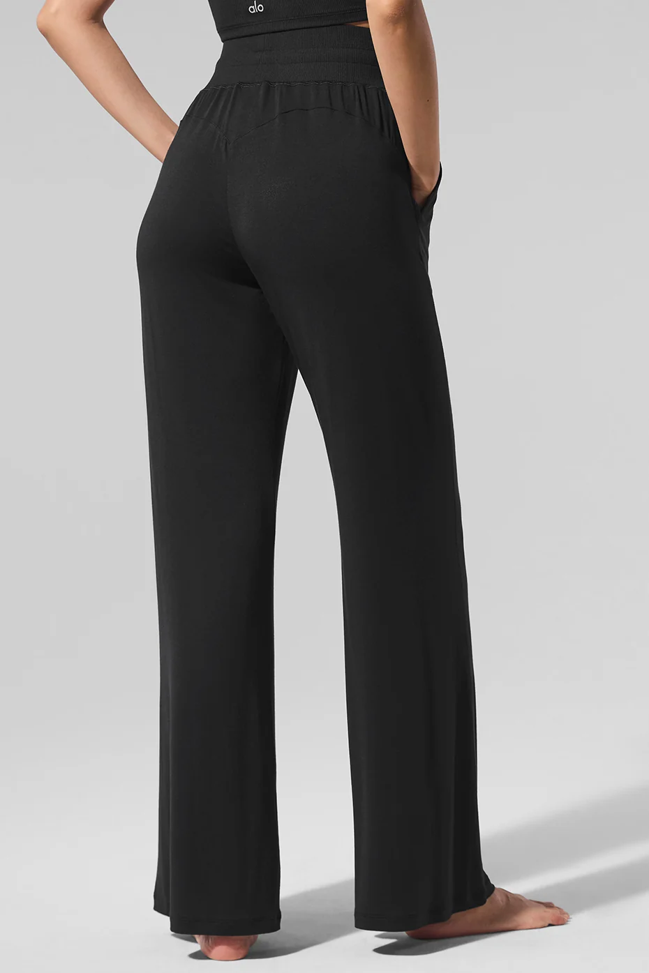 Semi-Sheer Delicate Lounge Flare Pant (Regular) - Black - Image 3