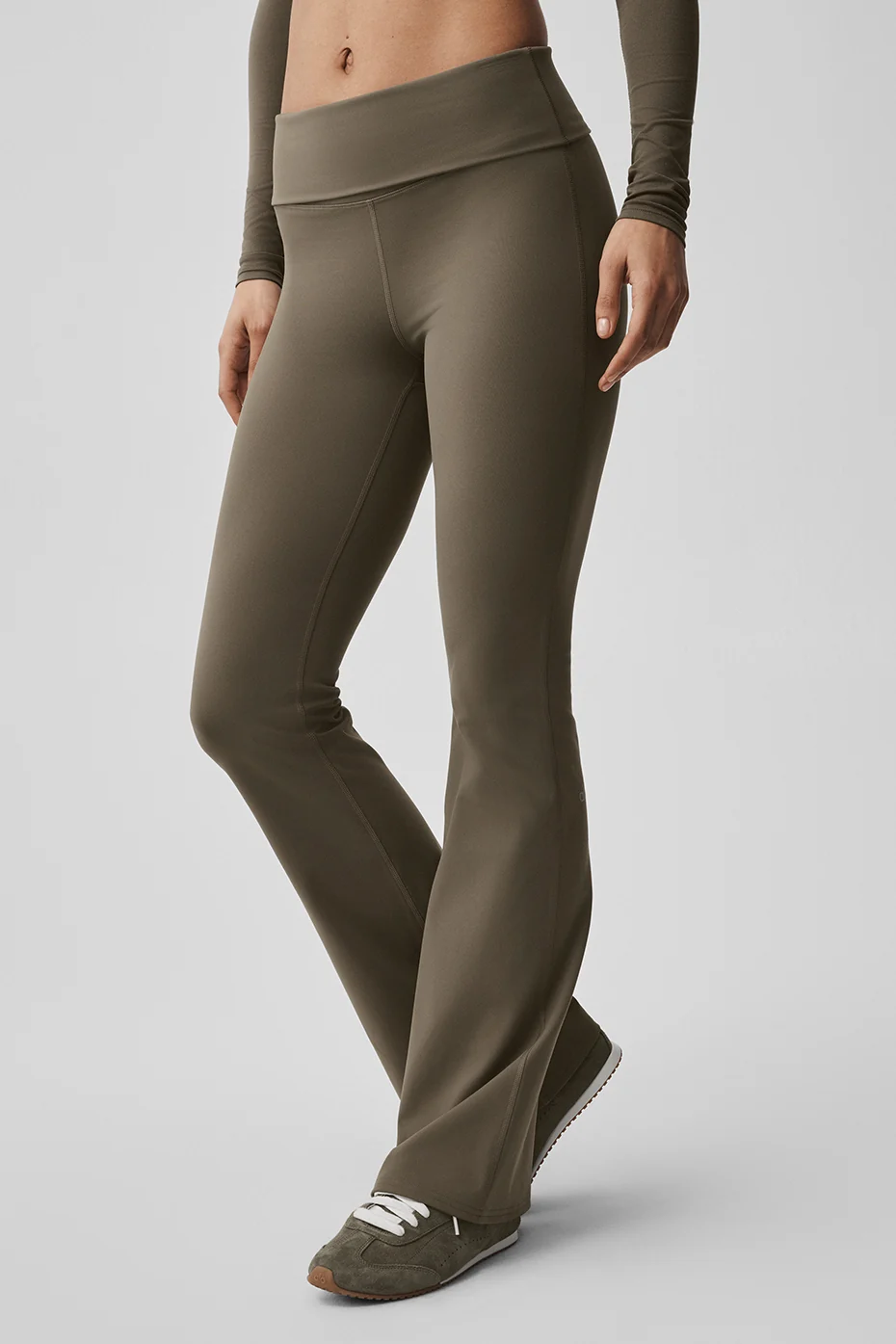 ALO Softsculpt Foldover Flare Legging (Regular) - Olive Tree