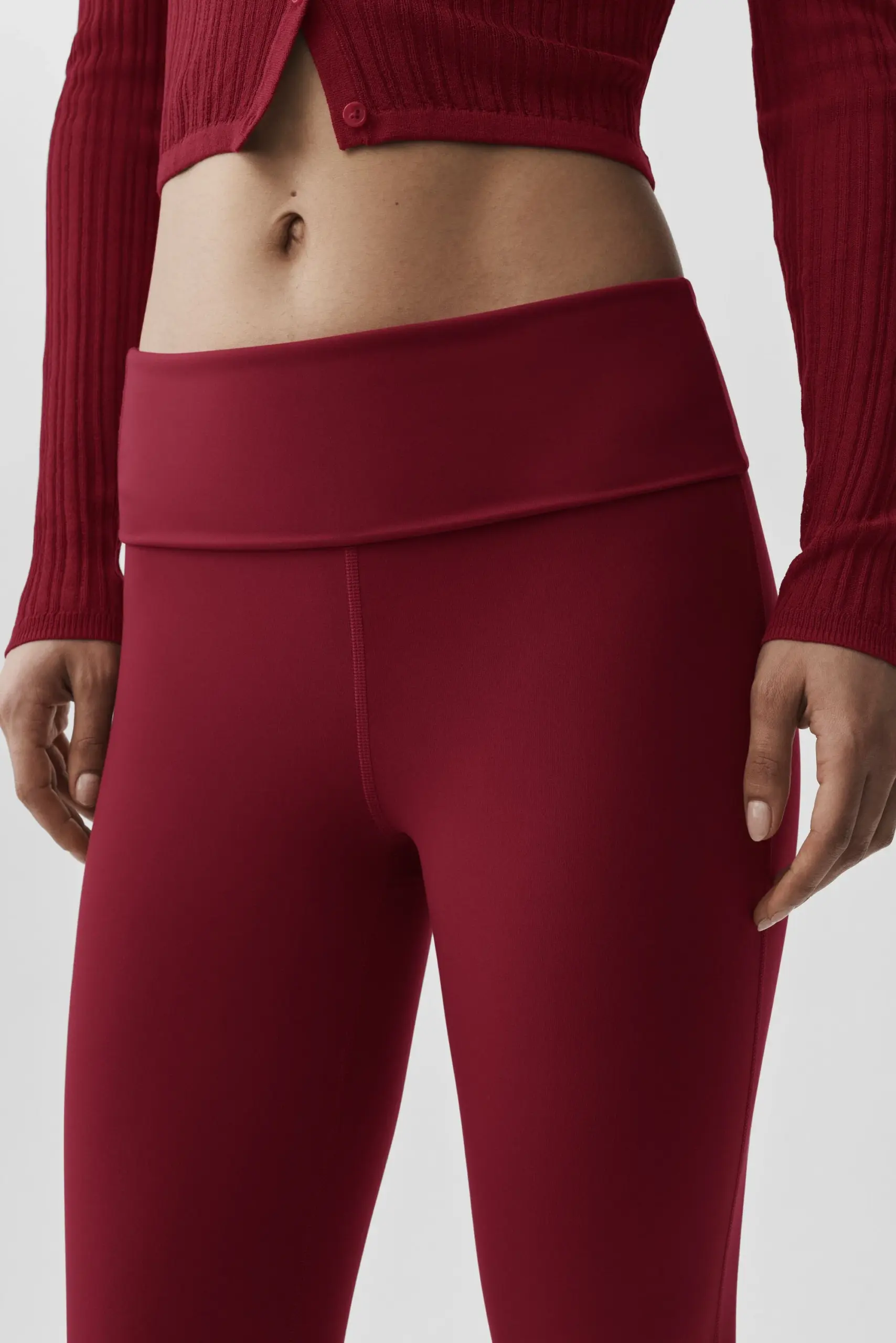 ALO Softsculpt Foldover Flare Legging (Short) - Summer Romance Red - Image 4