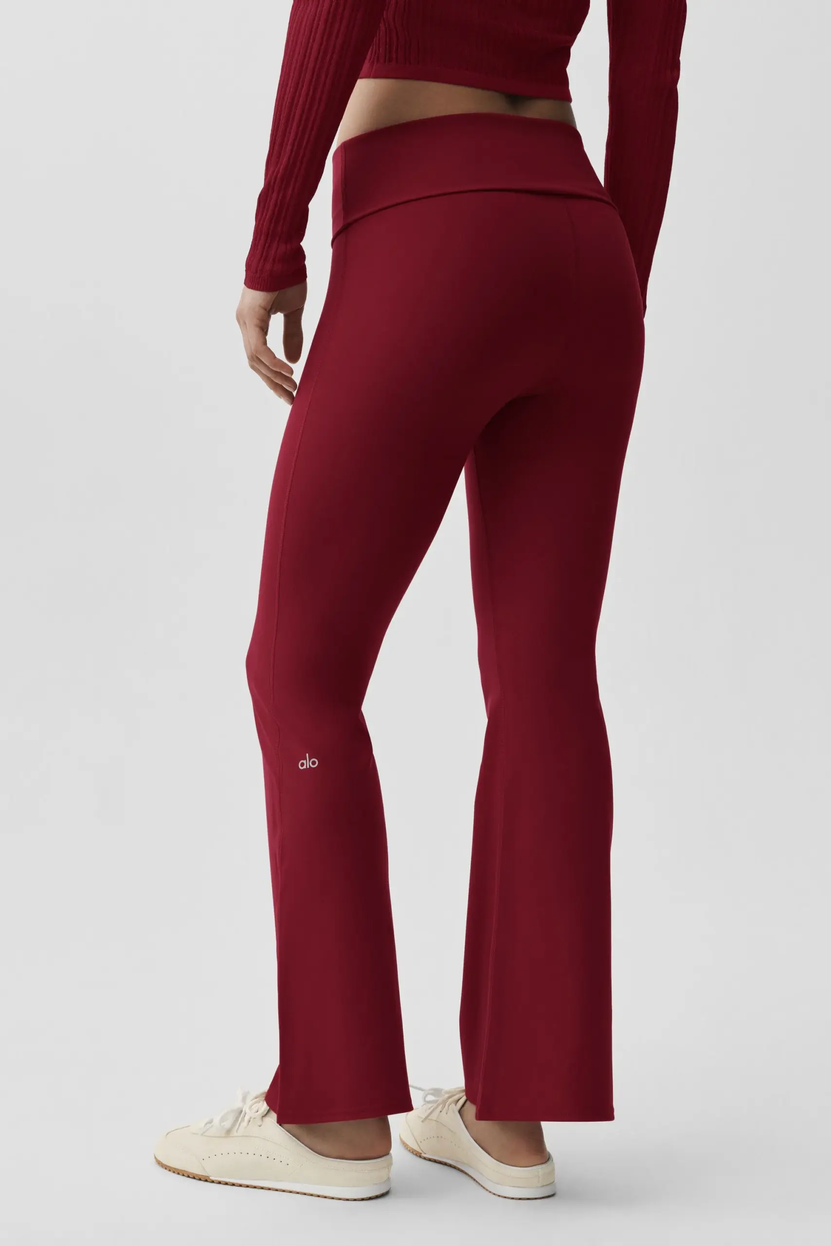 ALO Softsculpt Foldover Flare Legging (Short) - Summer Romance Red - Image 2