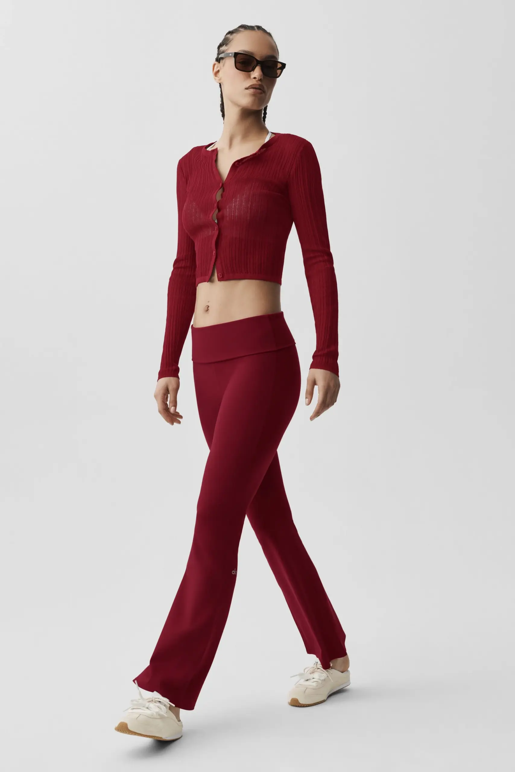 ALO Softsculpt Foldover Flare Legging (Short) - Summer Romance Red - Image 5