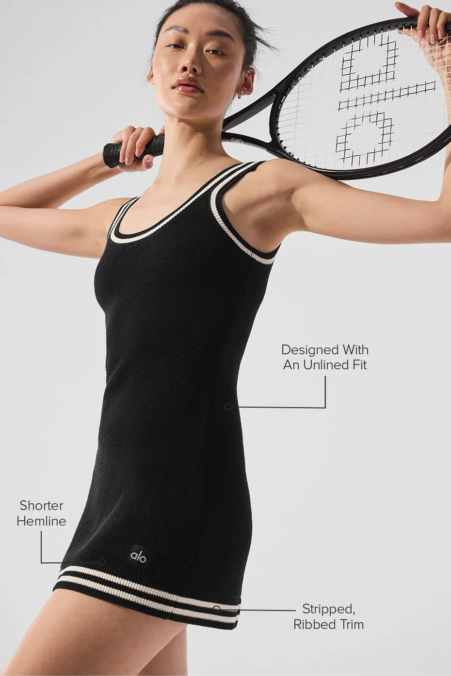 Tennis Club Sweater Knit Dress - Black/Ivory - Image 2