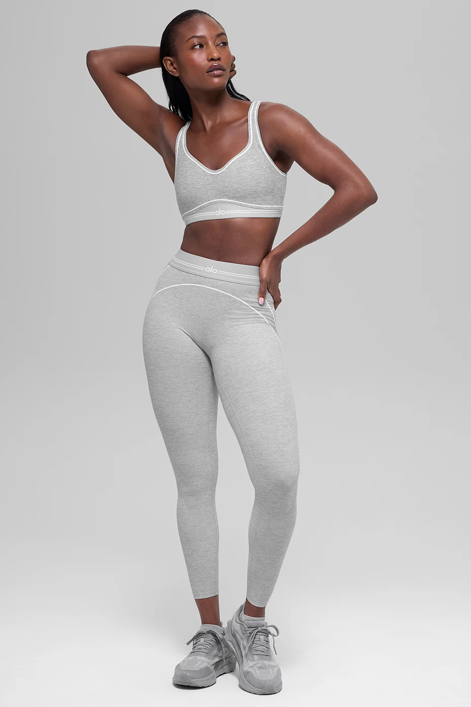 Alosoft Heart Throb Bra - Athletic Heather Grey/White - Image 6
